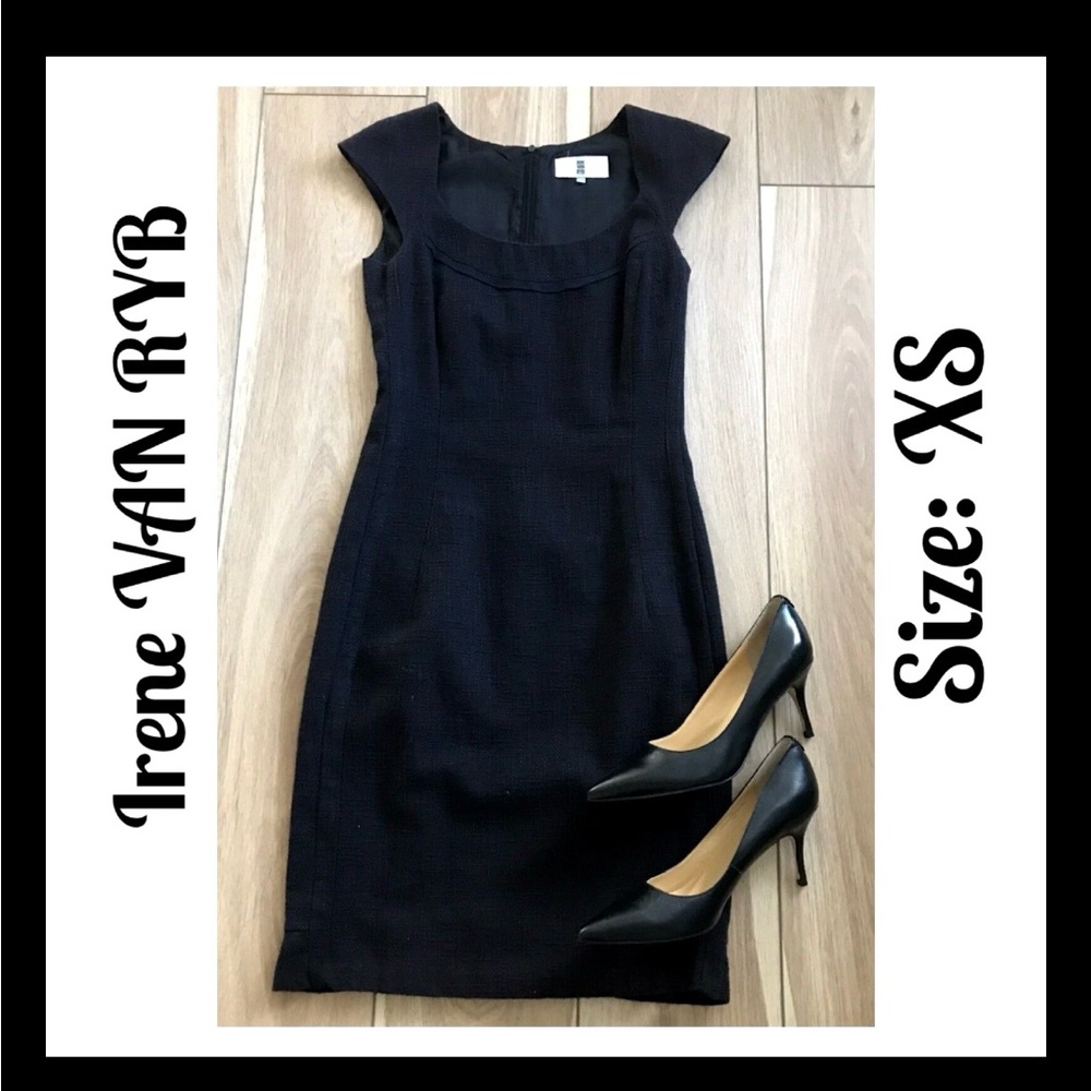 Irene Van Ryb 🌼 Black, Cotton Weaved Shift Cocktail  Dress EUR 40 SZ:XS